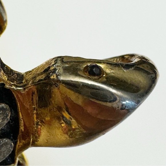 Vintage SJ Signed Gold Silver Tone Sea Turtle Brooch Pendant - Picture 5 of 12